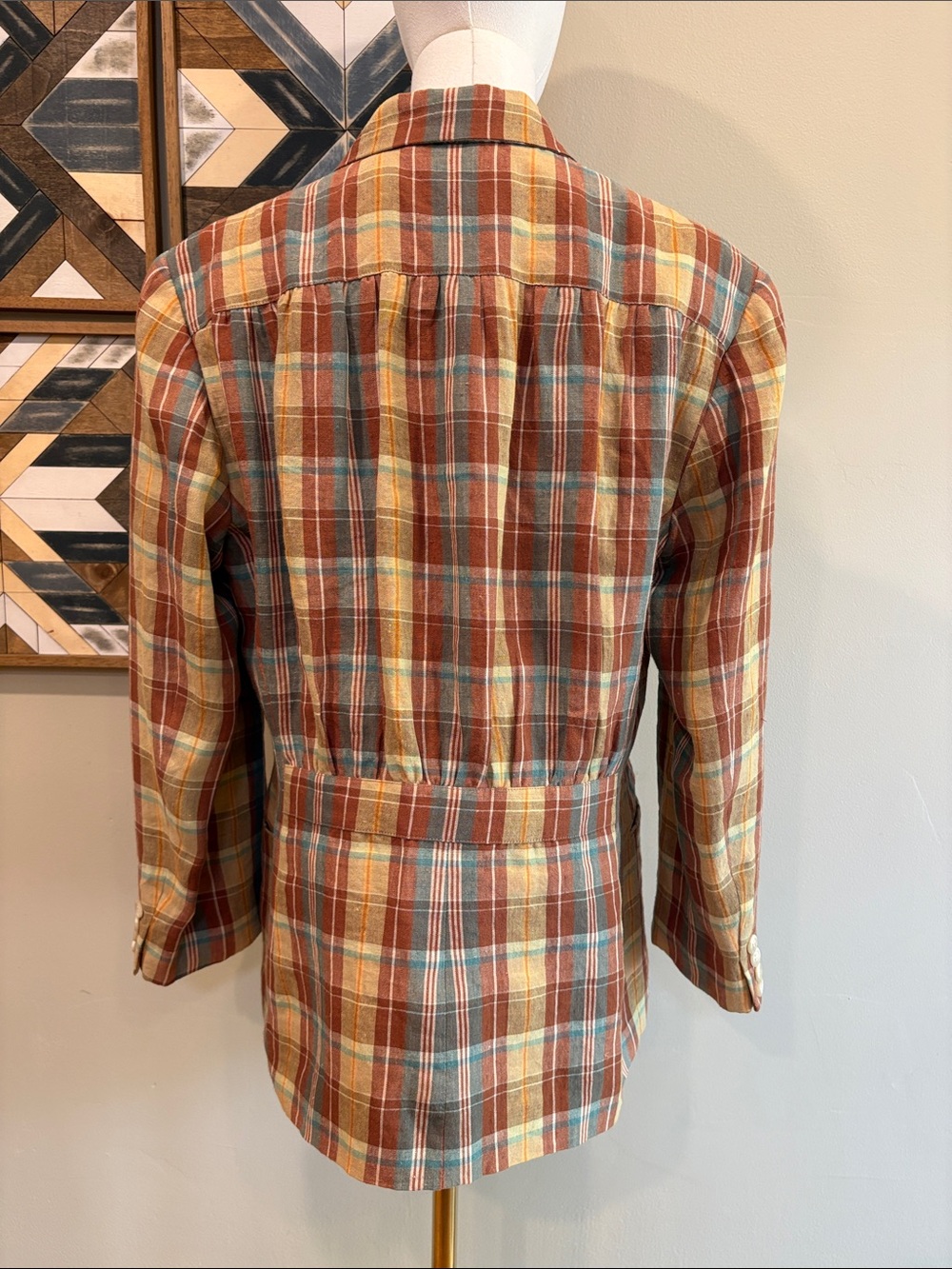 Vintage Ralph Lauren Blue Label Women’s Linen Plaid Blazer Jacket size 10 - Picture 5 of 14